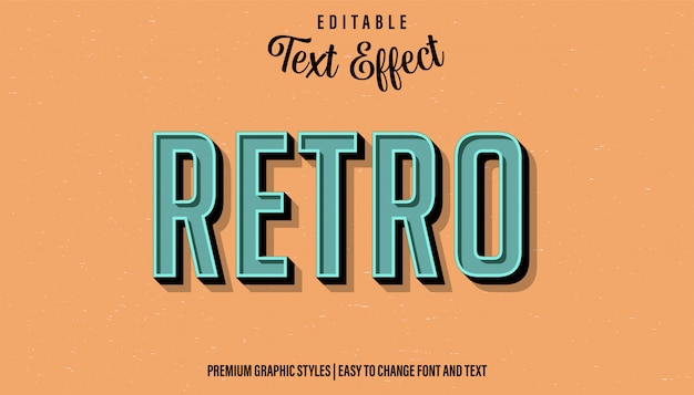 Vetor retro - efeito de texto editável estilo vintage