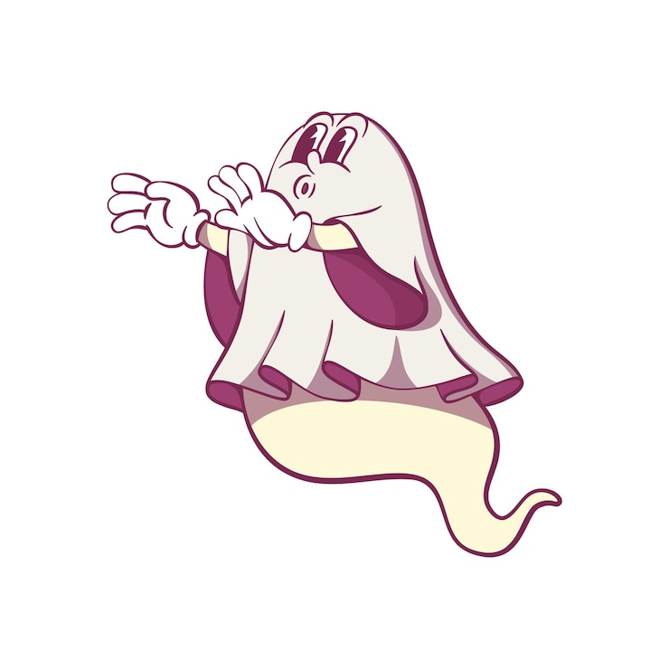 Vetor retro groovy fantasma mascote do dia das bruxas