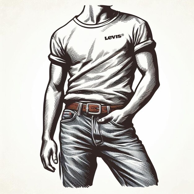 Vetor retro levis 501 jeans model guy girl woman vector arte digital ilustração papel de parede fundo