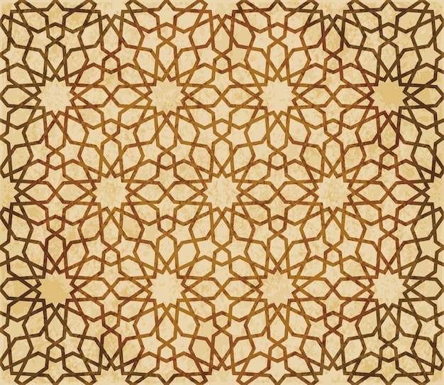 Vetor retro marrom islã geometria sem costura padrão fundo ornamento estilo oriental