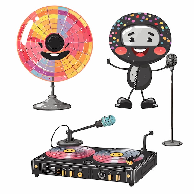 Vetor retro_music_charactersdisco_ball_mascot