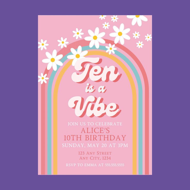 Vetor retro rainbow vibe groovy invitation (invitation com vibração arco-íris)