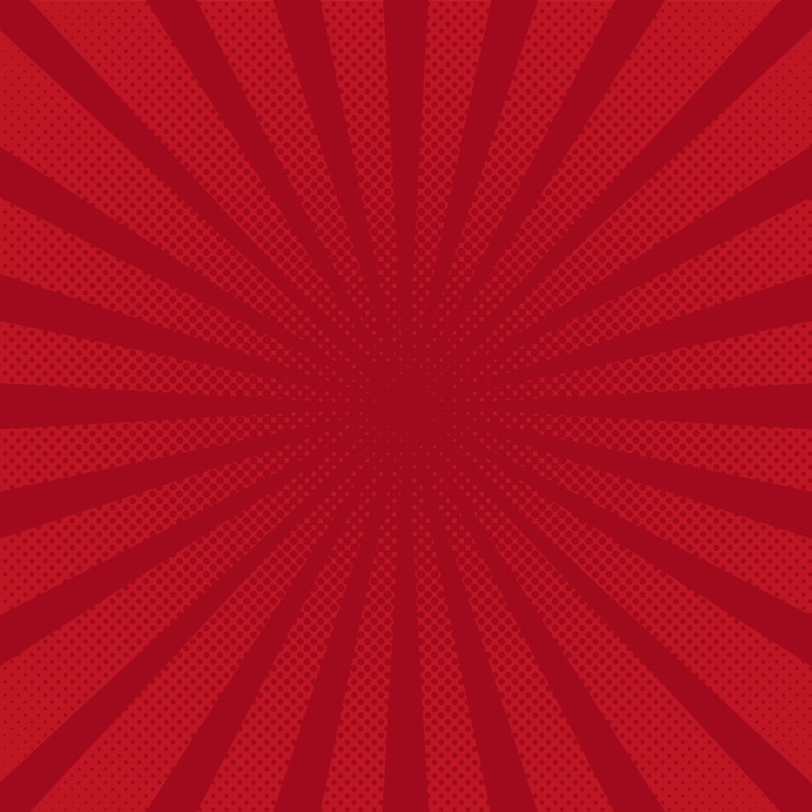 Vetor retro raios fundo vermelho raster cômico gradiente meio-tom estilo pop-art