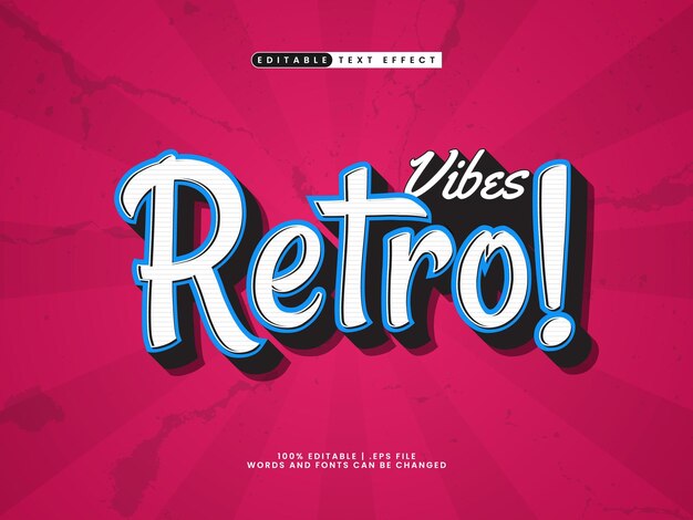 retro vibes efeito de texto 3D editável em estilo retro