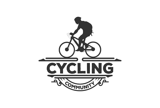 Retro vintage homem masculino andar de bicicleta ciclo bicicleta para esporte clube distintivo emblema logo design vector