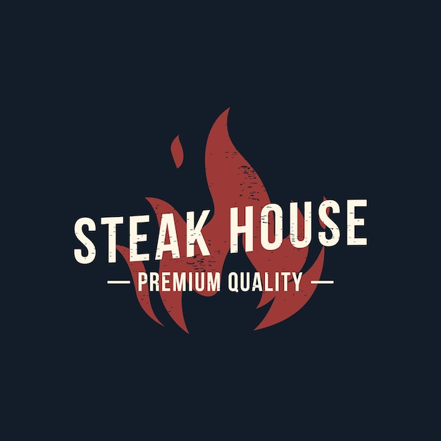 Vetor retro vintage steak house logo design logo para restaurante de negócios emblema de rótulo com carne de qualidade