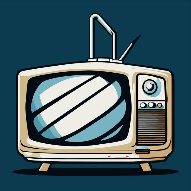 Vetor retro vintage velho televisão tv mão desenhada desenho animado adesivo ícone conceito ilustração isolada