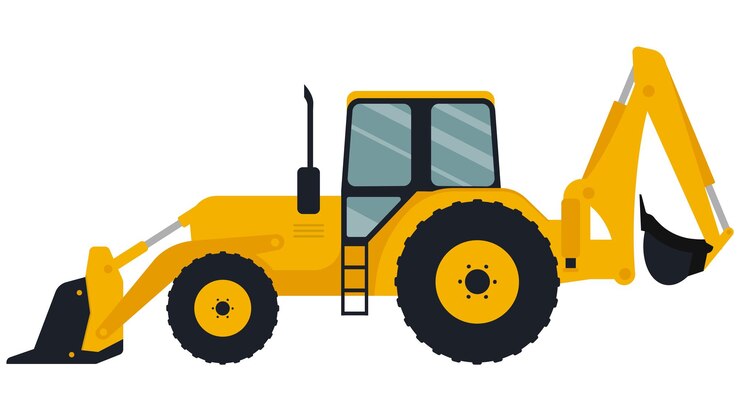 Vetor retroescavadeira, máquinas de construção, equipamentos especiais, ilustração vetorial