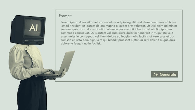 Retrofuturismo generativo AI modelo de interface de usuário modelo de ilustração vetorial Mulher segurando laptop