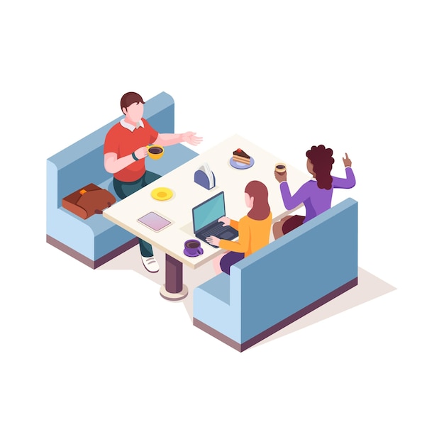 Reunião de equipe num café