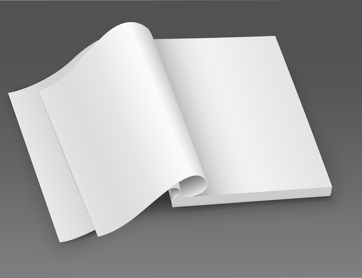 Vetor revista branca em branco aberta