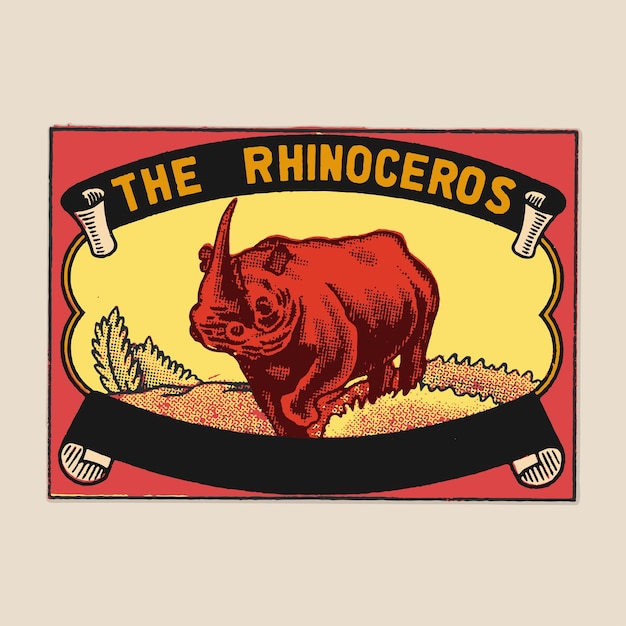 Vetor rhinoceros label retro logotipo antigo modelo de cartaz de ilustração vintage elementos vetoriais de design