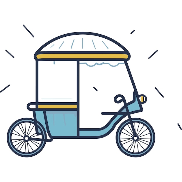 Vetor rickshaw contorno de ícone plano no estilo de vetor simples