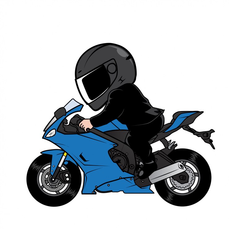 Vetor rider speeding motorcycle em vetor de desenhos animados de terno preto