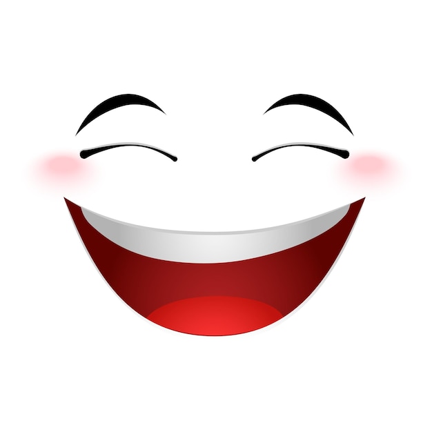 Rindo emoticon sinal colorido imagem com rosto emocional isolado no branco