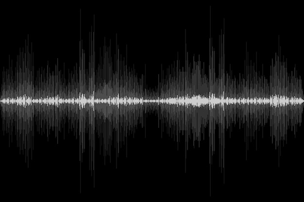 Ritmo da onda sonora em ilustração vetorial de símbolo de sinal de áudio de movimento abstrato de fundo preto