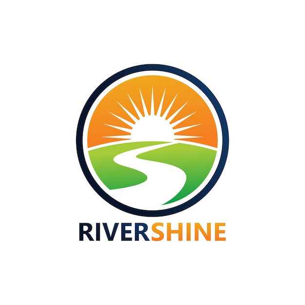 River shine logo design template vector emblem design concept ícone de símbolo criativo