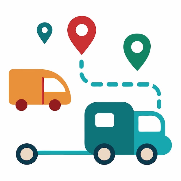 Road Trip Icons Car Camper e símbolos de rota Ilustração vetorial
