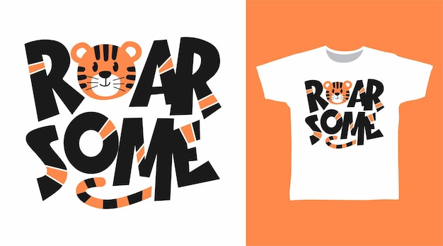 Roar algum conceito de design de camiseta de tigre de tipografia