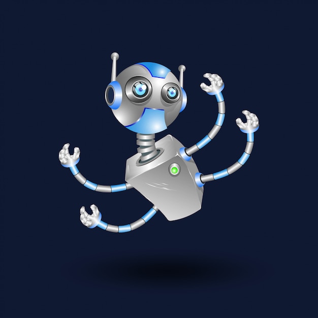 Robô 3D com ilustração de quatro mãos