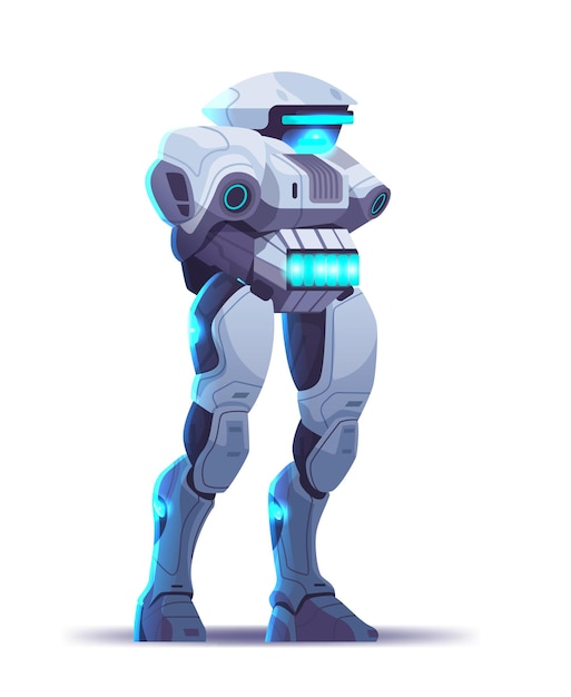 Robô bonito cyborg personagem robótico moderno de pé pose conceito de tecnologia de inteligência artificial