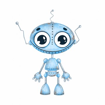 Personagem de desenho animado de um alienígena azul com olhos grandes em um  fundo branco