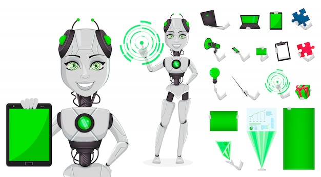 Robô com inteligência artificial, bot feminino