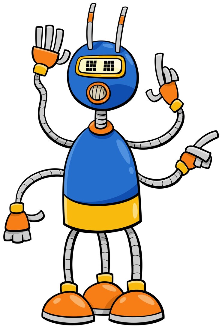 Vetor robô de desenho animado ou personagem de fantasia em quadrinhos droid