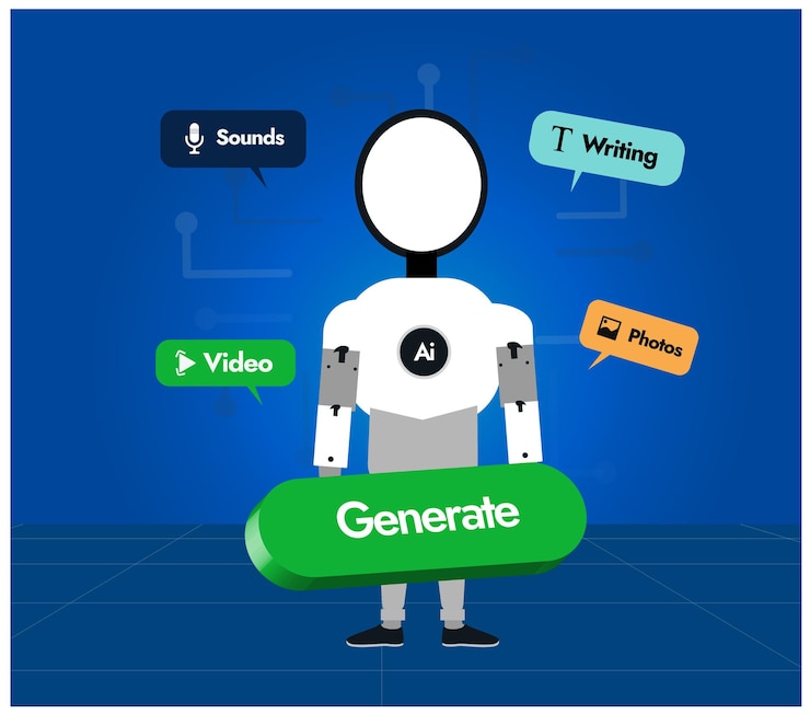 Vetor robô de inteligência artificial (ai) robô que pode gerar todos os conteúdos de ia robô de inteligência artificial conceitual