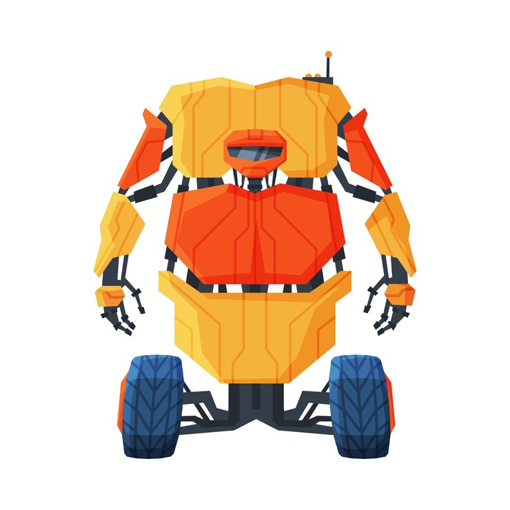 Vetor robô moderno em rodas tecnologia robótica inteligência artificial automação conceito ilustração vetorial em fundo branco
