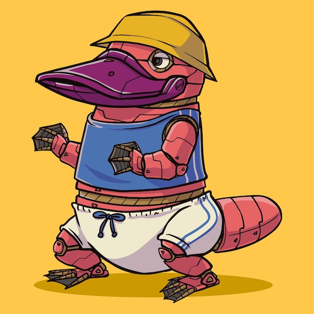 Robô ornitorrinco em ilustração vetorial de mascote estilo hip hop