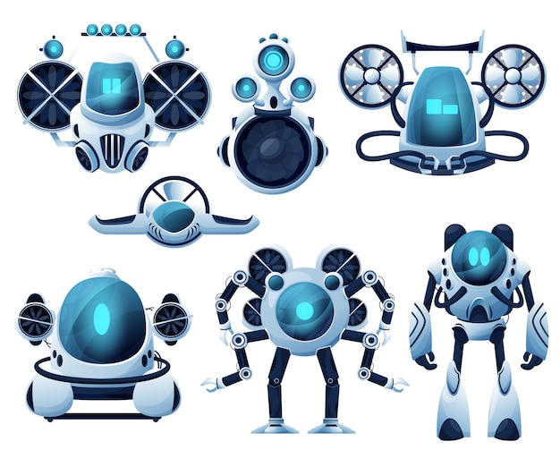 Robô subaquático e personagens de desenhos animados ROV