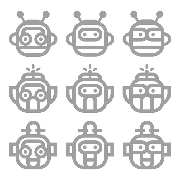 Robot heads lineart