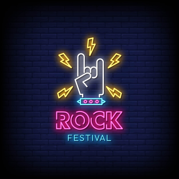 Vetor rock festival neon signs estilo texto