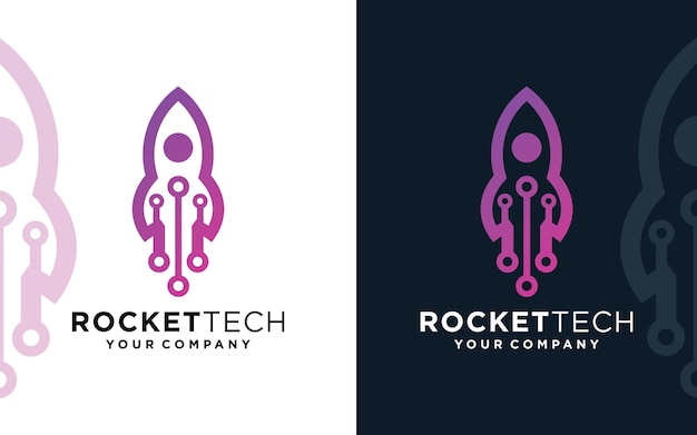 Rocket tech logo vector logotipo modelo de logotipo de vetor com conceito simples e colorido