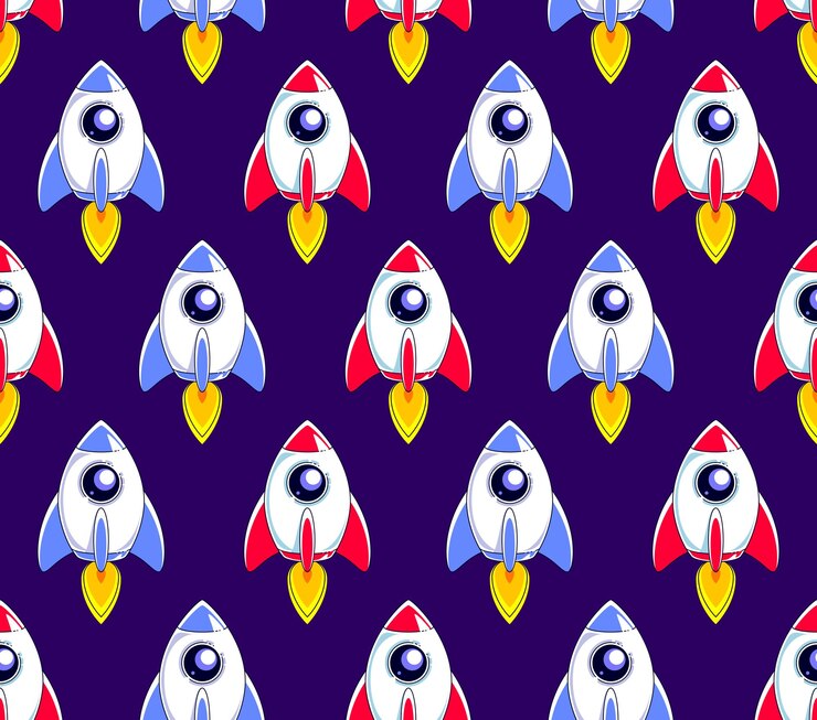 Vetor rockets lança plano de fundo perfeito, tema de ciência e espaço, conceito de startups de negócios, papel de parede vetorial ou plano de fundo do site.