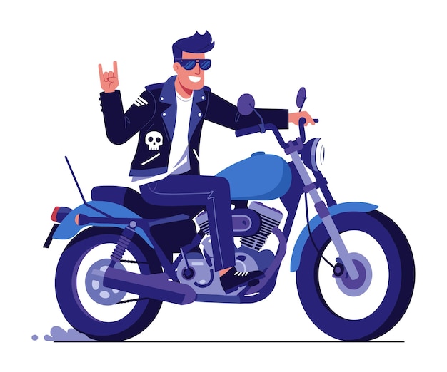 RocknRoll Ride Cool Biker Ilustração vetorial
