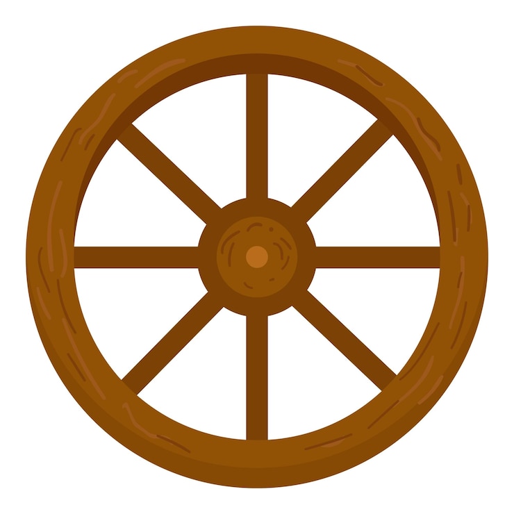 Vetor roda de carro de madeira vintage isolada em branco