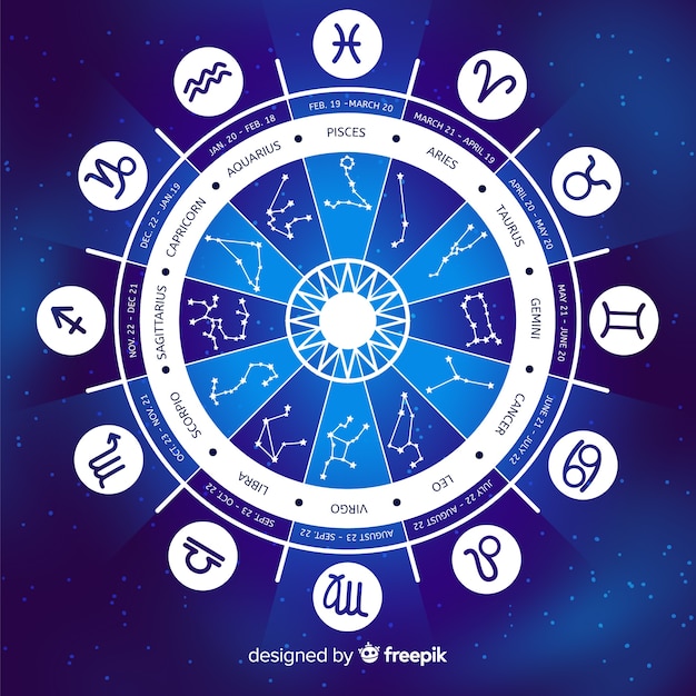 Vetor roda do zodíaco em um fundo de espaço