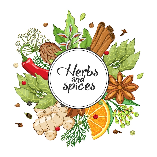 rodada de inverno com especiarias e ervas