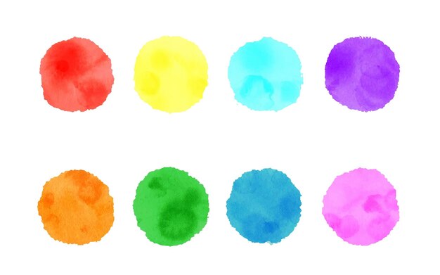 Rodadas de cores brilhantes feitas com aquarela