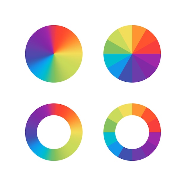 Vetor rodas de cores espectro de cores da roda paleta de círculos