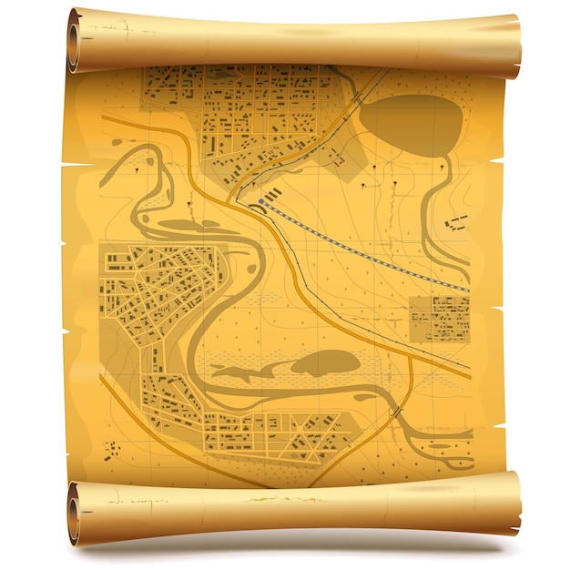 Rolagem de papel vetorial com mapa