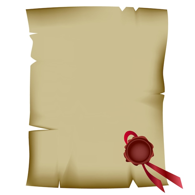Role o papel velho com selo isolado no fundo brancox9