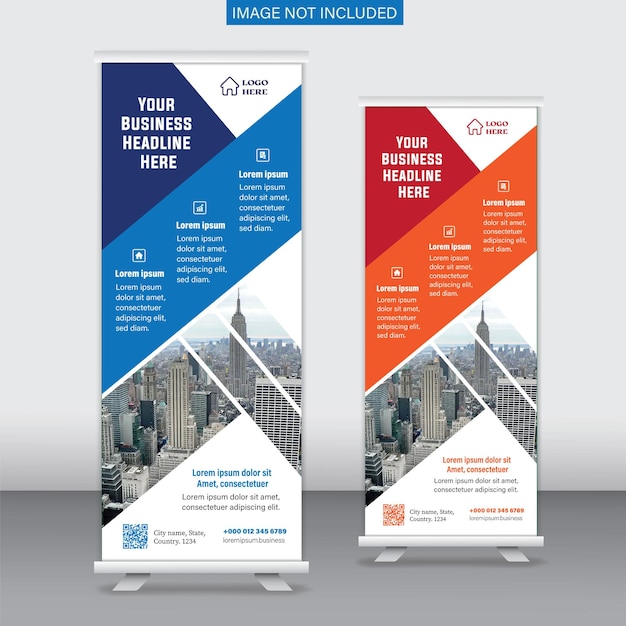 Vetor rollup banner template, real state roll up banner.