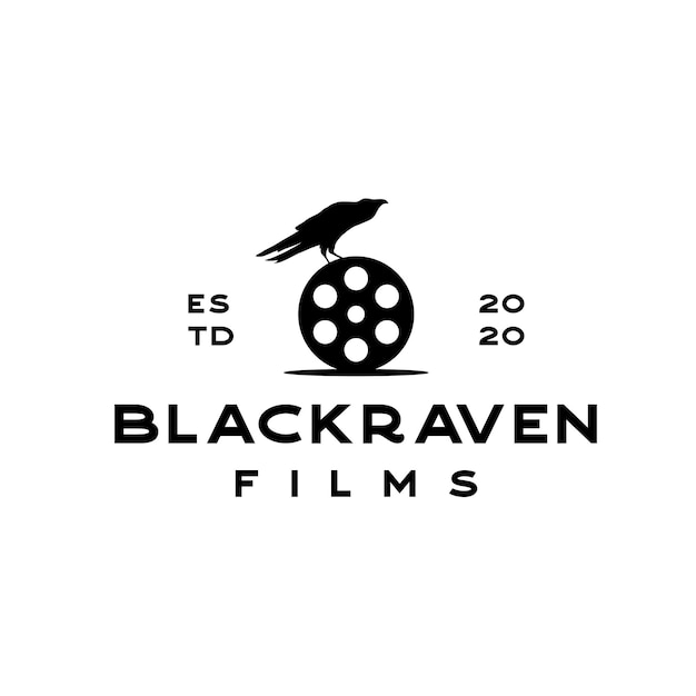 Rolo de filme vintage com logotipo de corvo corvo