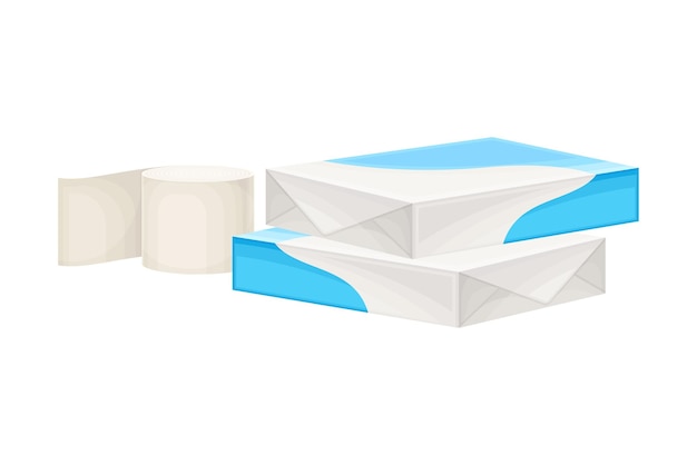 Vetor rolo de papel branco e rolo de papel como ilustração vetorial de produto fabricado