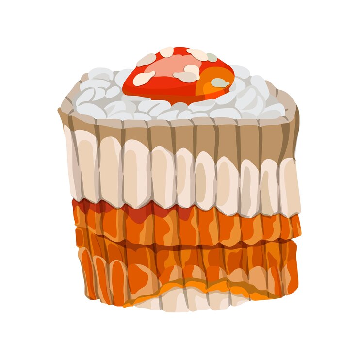 Vetor rolo de sushi com enguia. ilustração em vetor ícone comida desenhada à mão