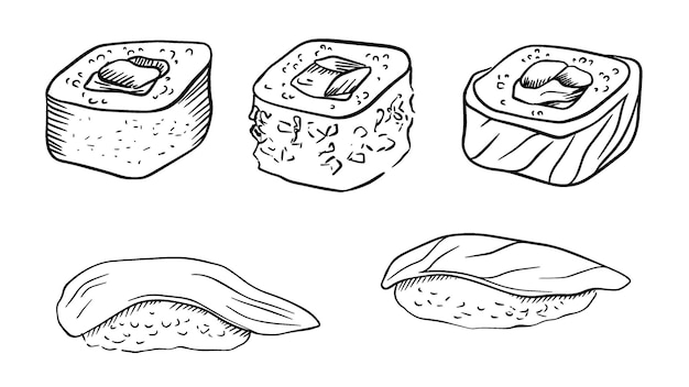 Rolo de sushi ilustração em aquarela menu de almoço de comida japonesa asiática