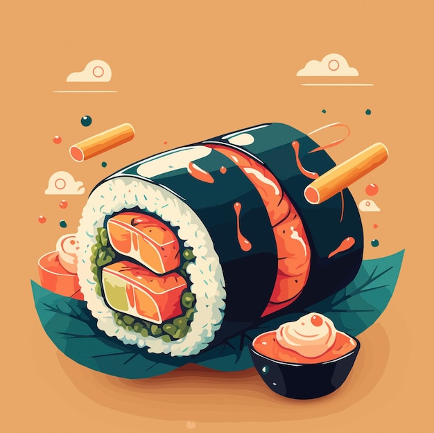 Rolo do sushi ilustração